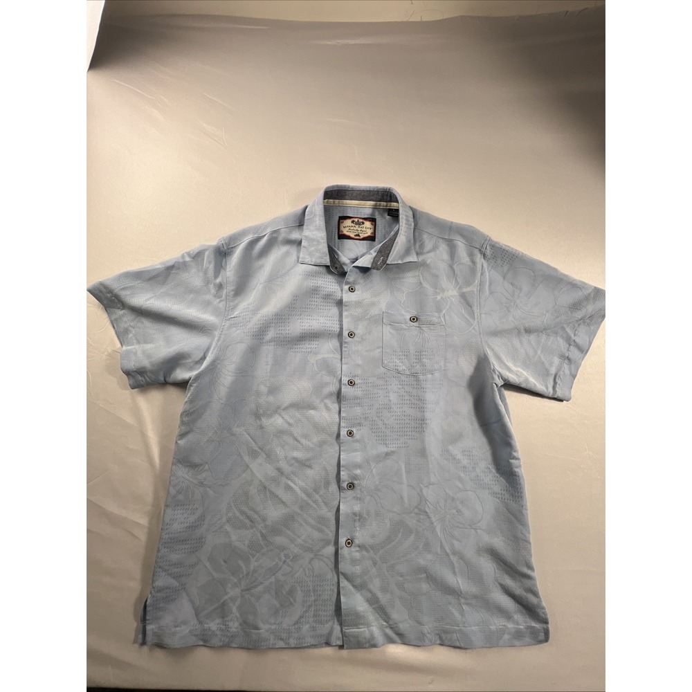 Bahama Bay Club Membership Men's Relaxed Fit Blue Floral SS Shirt Size Large